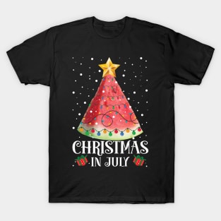 Christmas In July Watermelon Xmas Tree Summer T-Shirt